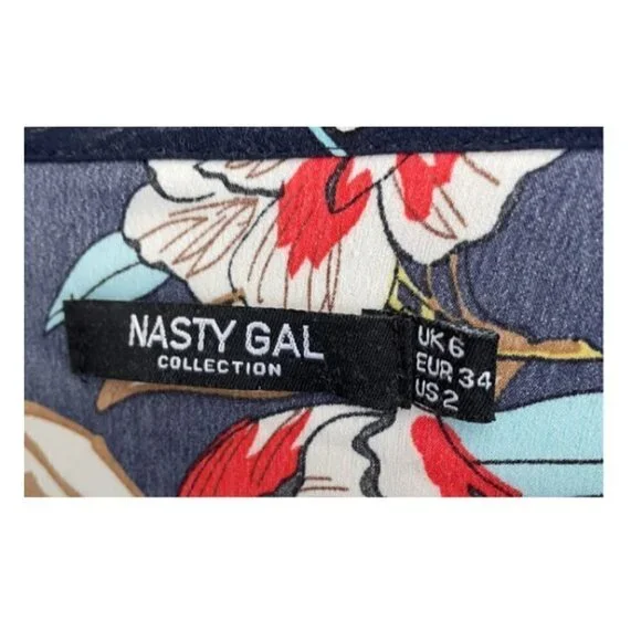 Nasty Gal Navy Blue Floral Midi Wrap Dress, Med. - Picture 12 of 12